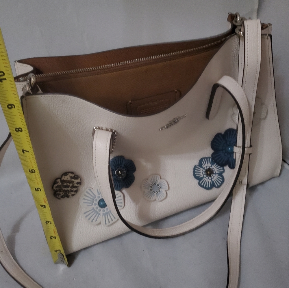 Coach large satchel with tea rose accents
